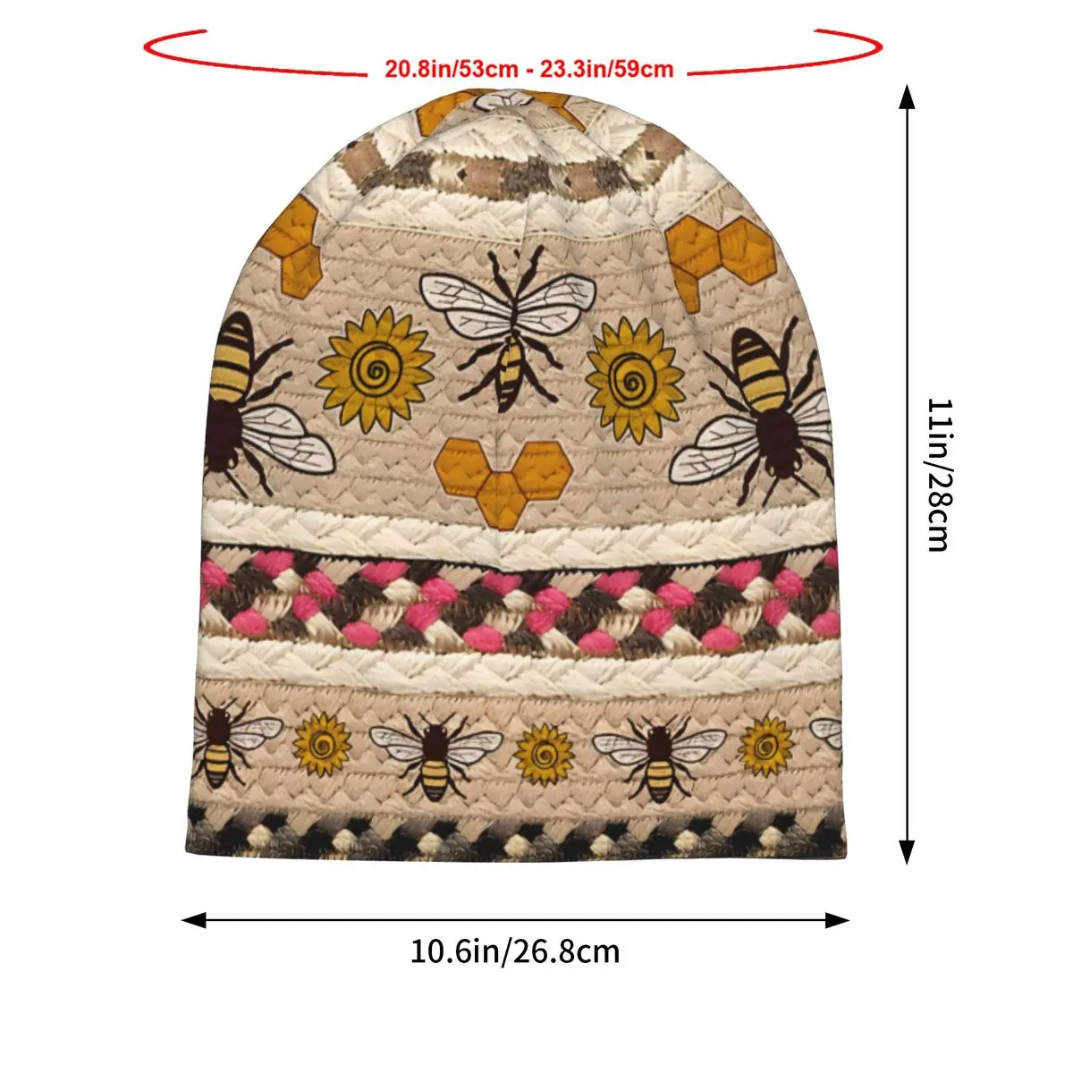 Bee Braided Motif Bath Mat Spring Autumn Soft Hats Bonnet Sport Pullover Breathable Fitness Turban Warm Running