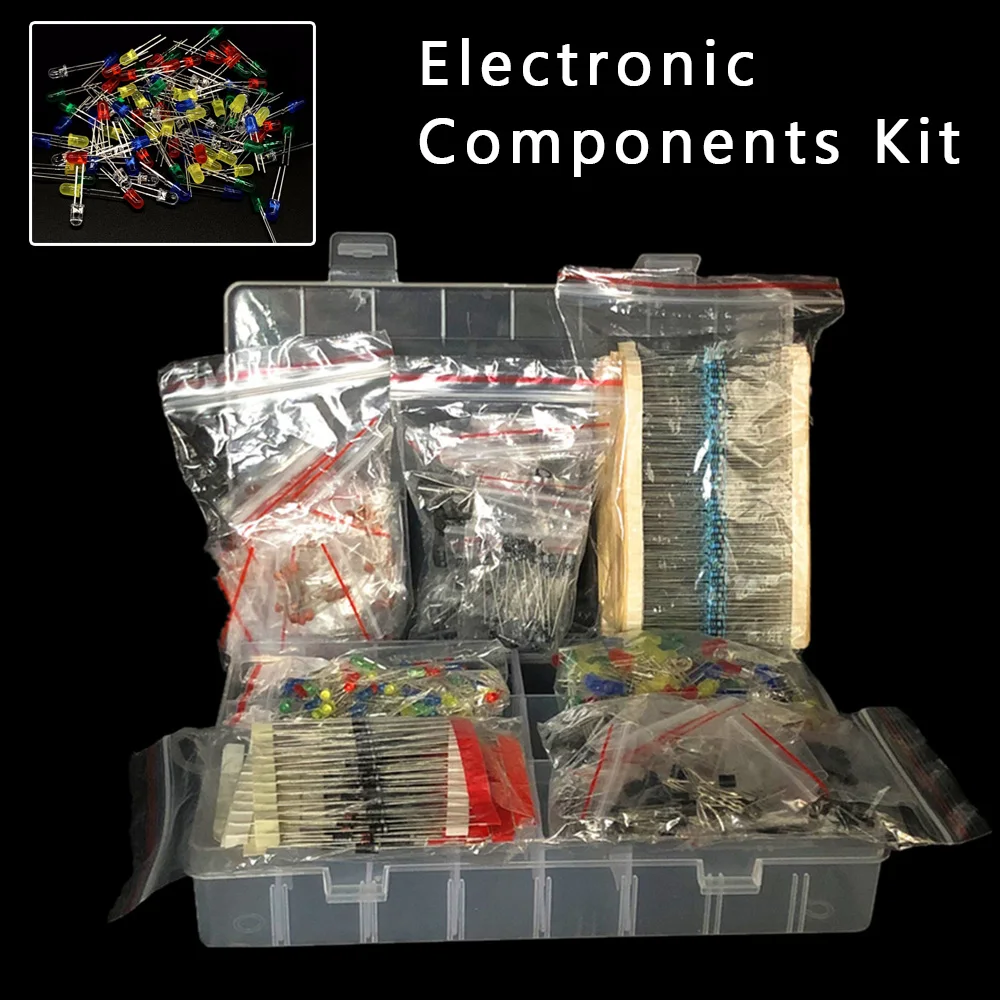 Electronic Component Kit With Resistors LEDs Diodes Capacitors Transistors For DIY Circuit Board Repair And Soldering Practice S