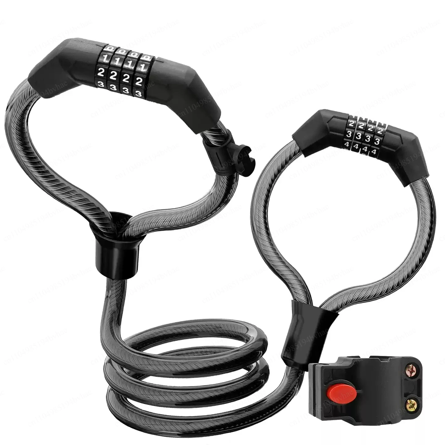Bicycle anti-theft combination cable lock with bracket, 4-position dual head handboard, car lock