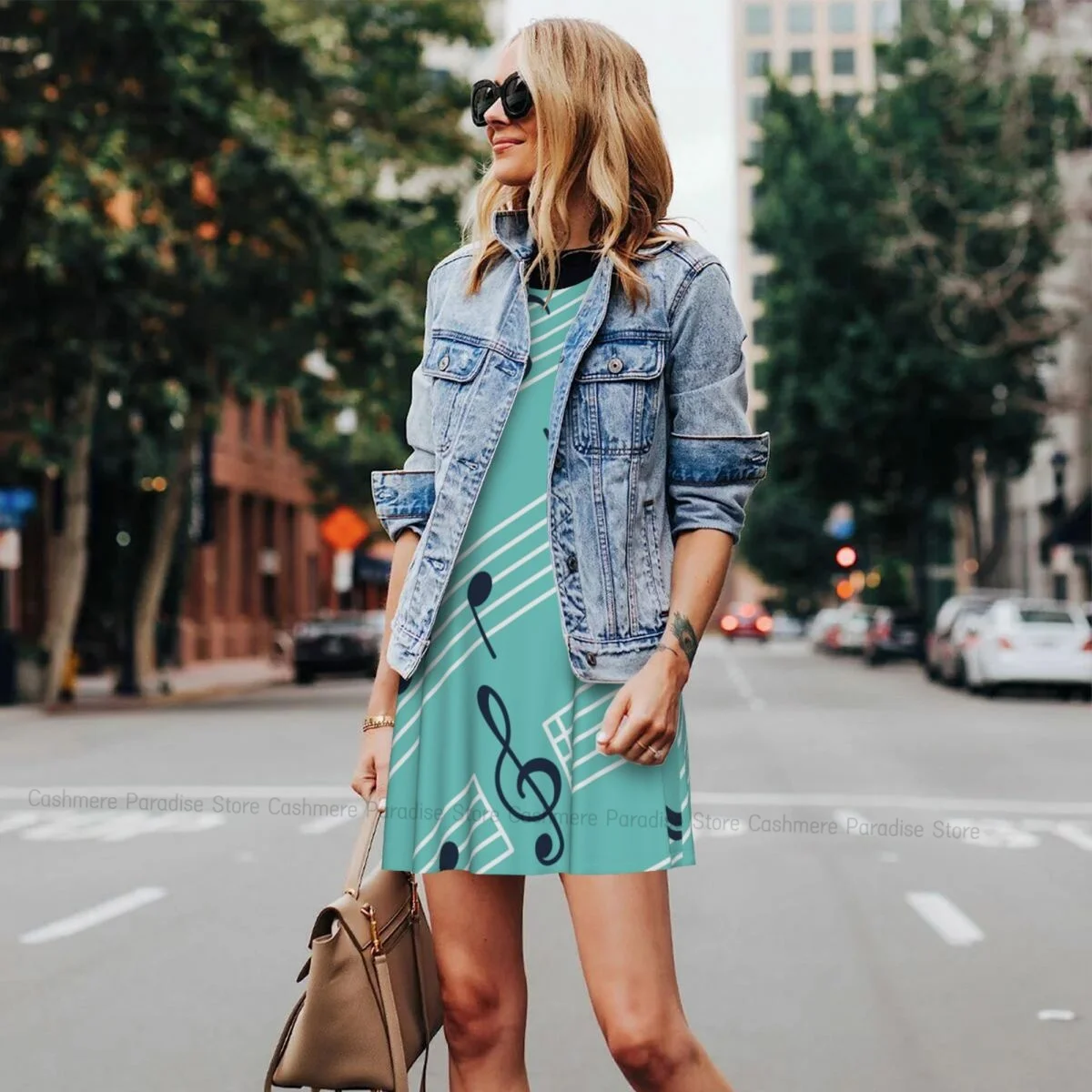 Robes d'été pour femmes, t-shirt de plage, sans manches, Note de musique, décontracté, ample, débardeur, 2025