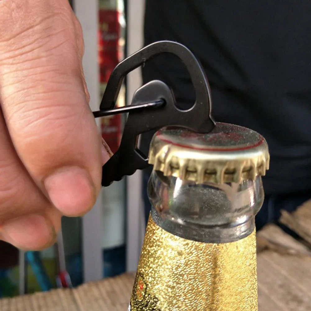 Lifter Hex Driver Bottle Opener Keychain RingKeychain Hook  Outdoor Stainless Steel Carabiner Cap  Multi Tool Hiking Accessories