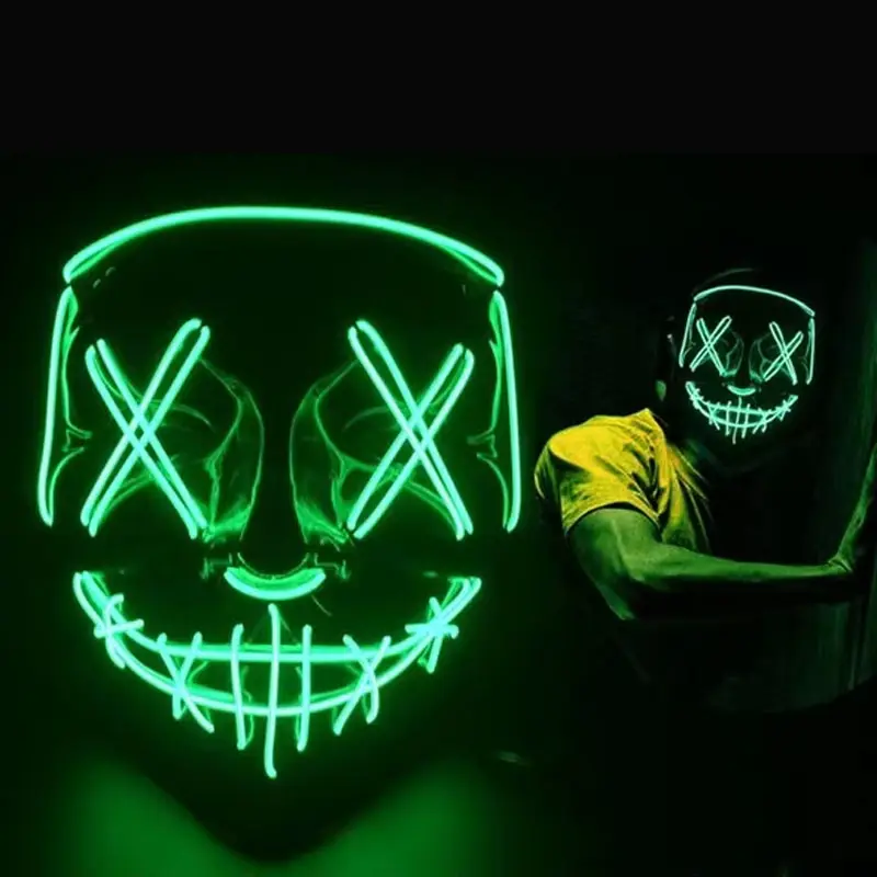 ZK40 Halloween Neon Led Purge Mask Masque Masquerade Party Masks Light Grow in the Dark Horror Mask Glowing Masker