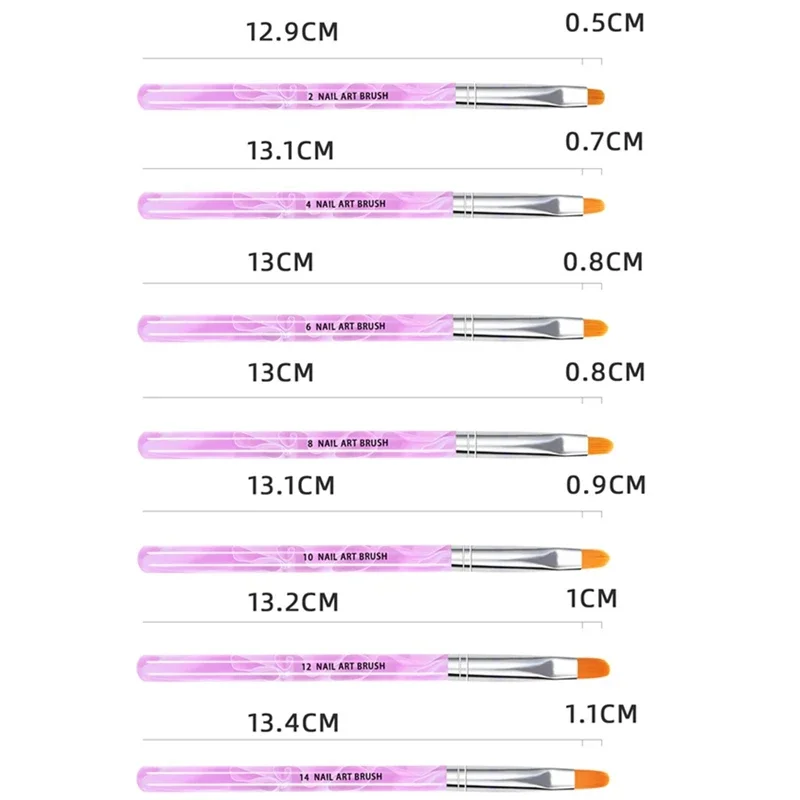 7pcs หินอ่อนสีชมพู 3D ภาษาฝรั่งเศสคําอะคริลิค WAVE แปรงเล็บปากกา UV GEL Builder เล็บวาดภาพวาดชุดแปรงเล็บเครื่องมือ