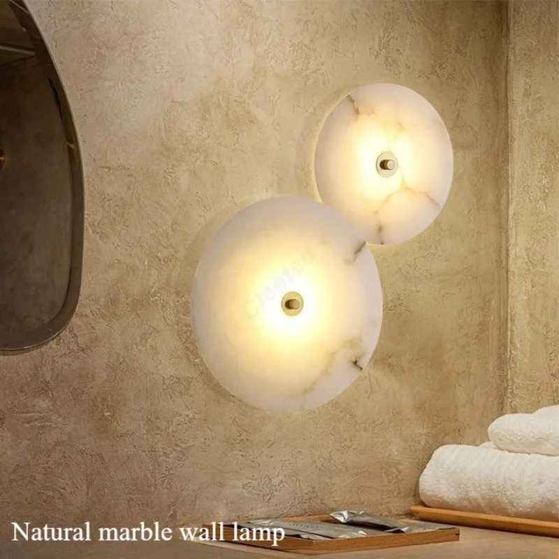 

Новый простой светодиодный мраморный круглый настенный светильник для гостиной, коридора, спальни, атмосферное декоративное освещение