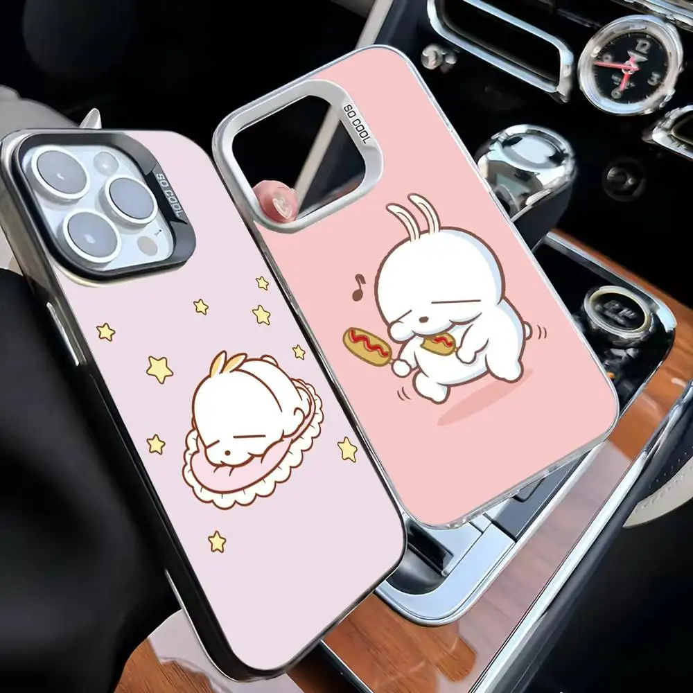 

K-Korea Cute MashiMaro Phone Case For iPhone 16,15,14,13,12,11,Mini,Pro,MAX White Matte Shockproof Cover