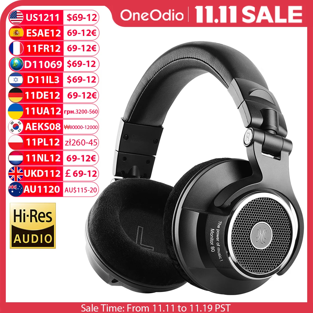 

Oneodio Monitor 80 Open Back Headphones Wired Over Ear 250Ω Audiophile HiFi Headphones Hi-Res Audio Professional Studio Headset