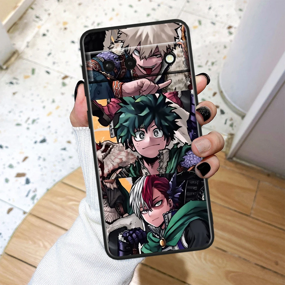 لينة سيليكون أسود حالة الهاتف واقية من العيوب ، M-My Hero ، أنيمي ، بارد ، جوجل بكسل 8 ، 7A ، 7 ، 6A ، 6 ، 5A ، 5 ، 4 ، 4A ، XL ، 5G