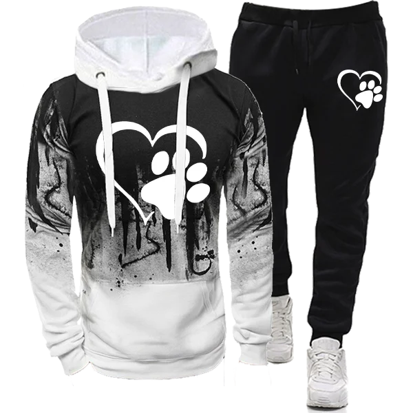 Splash Ink Sweatshirt Unisex Suit New in Hoodies & Sweatshirts for Men Winter Tracksuit Sets Hoodie and Pants Suit Two-piece Set