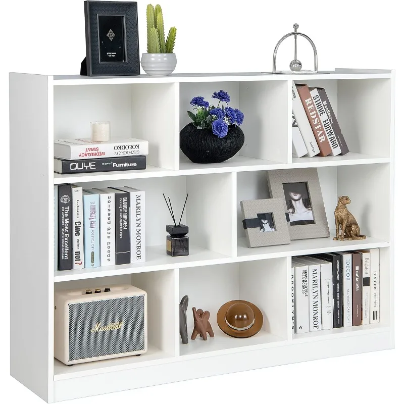 8-Cube Bookcase,3 Tier Open Storage Bookshelf,Multipurpose Display Cabinet for Living Room,Study,Reading Nook