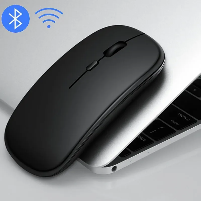 

Wireless Bluetooth 5.0 Mouse For Tablet Laptop Computer Mini Ultra Thin Wireless Mice Rechargeab 2.4GHz Mute Button