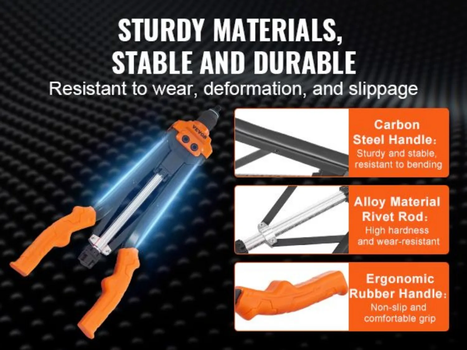 VEVOR Rivet Nut Tool, 16 inch Rivnut Tool Kit with 13PCS Metric and SAE Mandrels, 186PCS Rivet Nuts, Semi-auto Retraction, M3, M