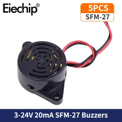 Zumbadores de 5 piezas para SFM-27, alarma de pitido continuo de 95dB, de alto Decibelio, 3-24V, envío gratis