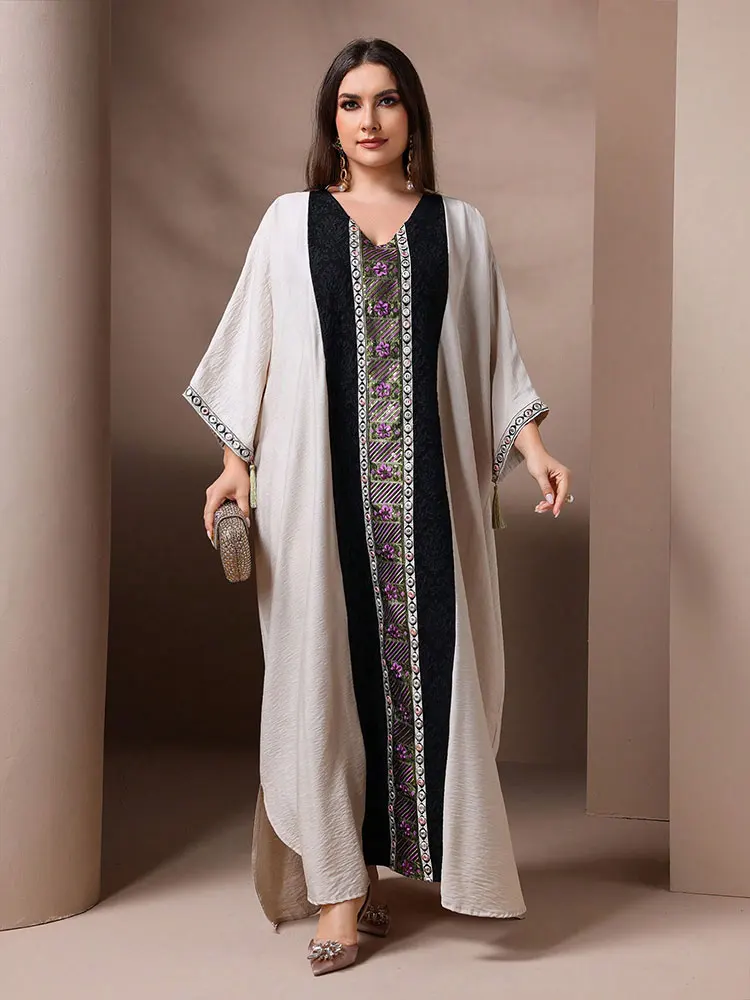 TOLEEN женские платья макси больших размеров женское праздничное платье для Ид аль-Фитр мусульманское вышитое свободное арабское платье с рукавами «летучая мышь»