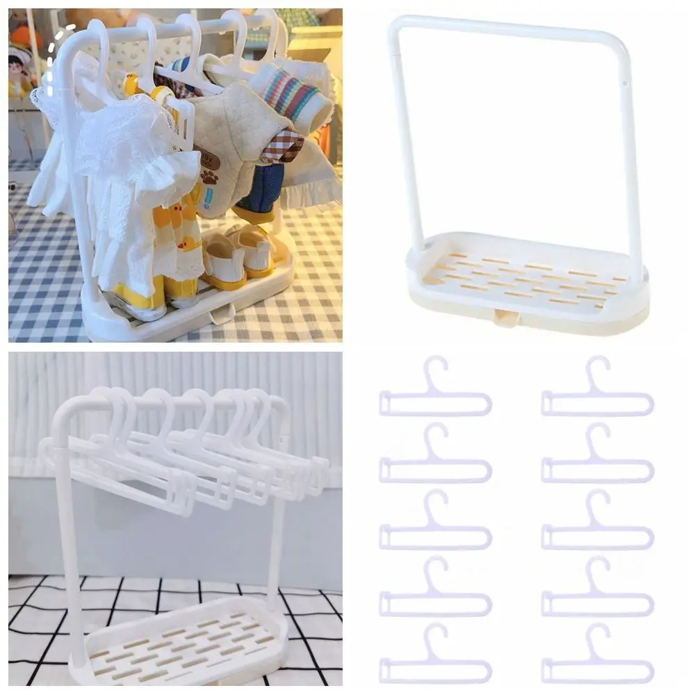 White Doll Clothes Rack Gift Playing House Plastic Dollhouse Furniture Toy Cosplay Mini Cloth Organizer 15/20cm Cotton Doll