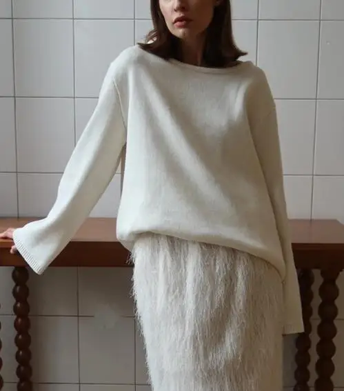 

Cotton Pullover Sweater 2025 Autumn and Winter New Style, Loose, Lazy, Sexy Backless Knitted Sweater