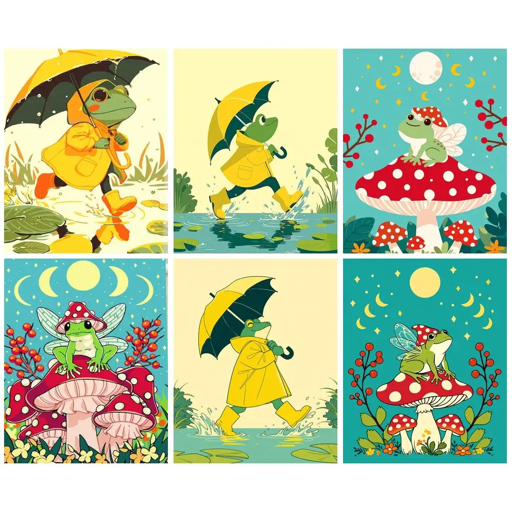 

GATYZTORY Frog Painting By Numbers Home Wall Art Decor Paint Kit for Beginner Animal Crafts Gift On canvas Drawing Kit