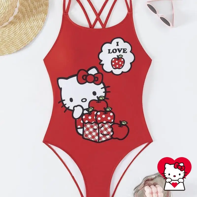ชุดว่ายน้ําการ์ตูน Sanrio Hello Kitty สาวบิกินี่สไตล์ใหม่ชายหาดวันหยุดแฟชั่นสันทนาการสบายการ์ตูนของขวัญระดับไฮเอนด์