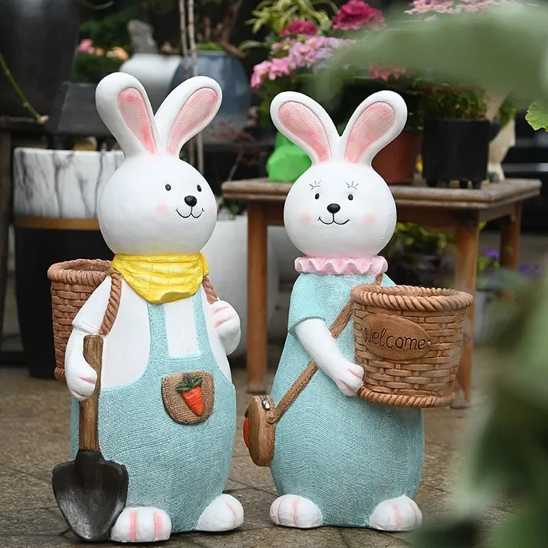 Outdoor Cute Cartoon Rabbit Ornament Garden Decoration Kindergarten Plant Corner Balcony Courtyard Animal Sculpture