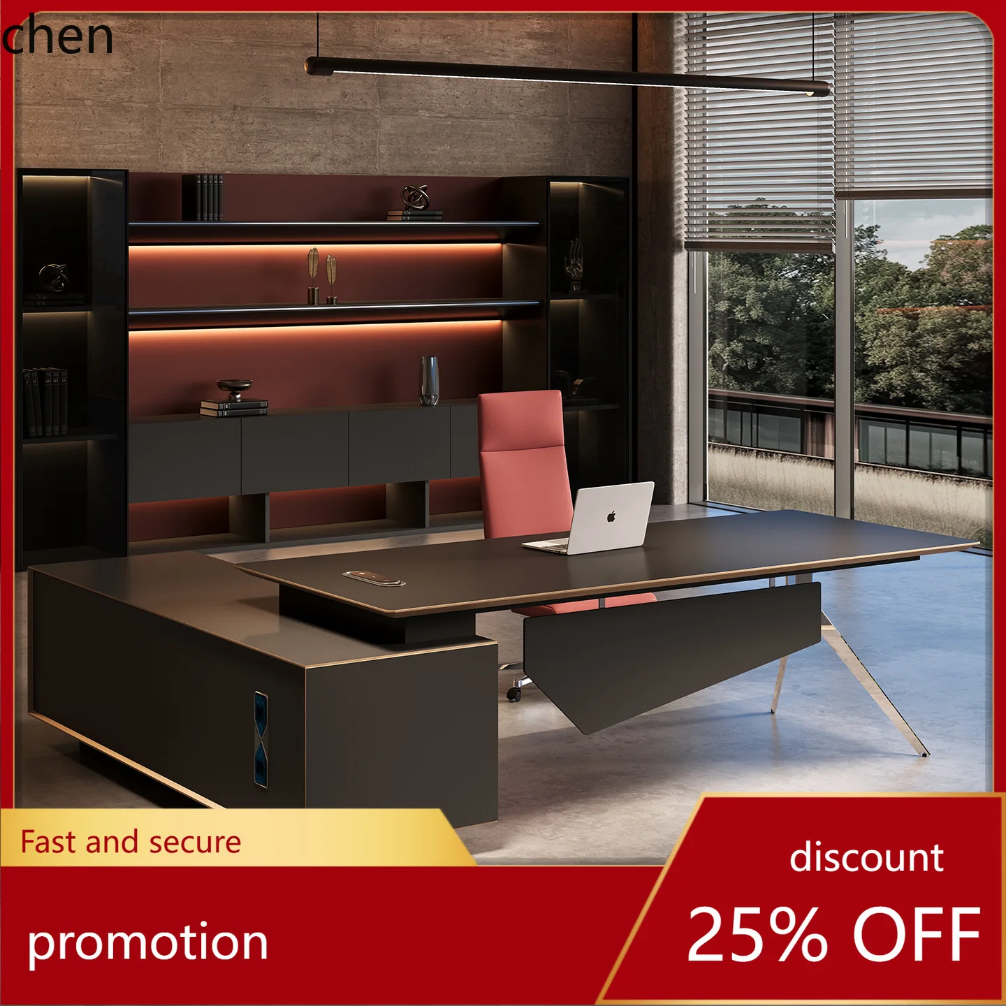 HT Office Desk and Chair Set Minimalist High-End Office Manager Supervisor Computer Executive Desk