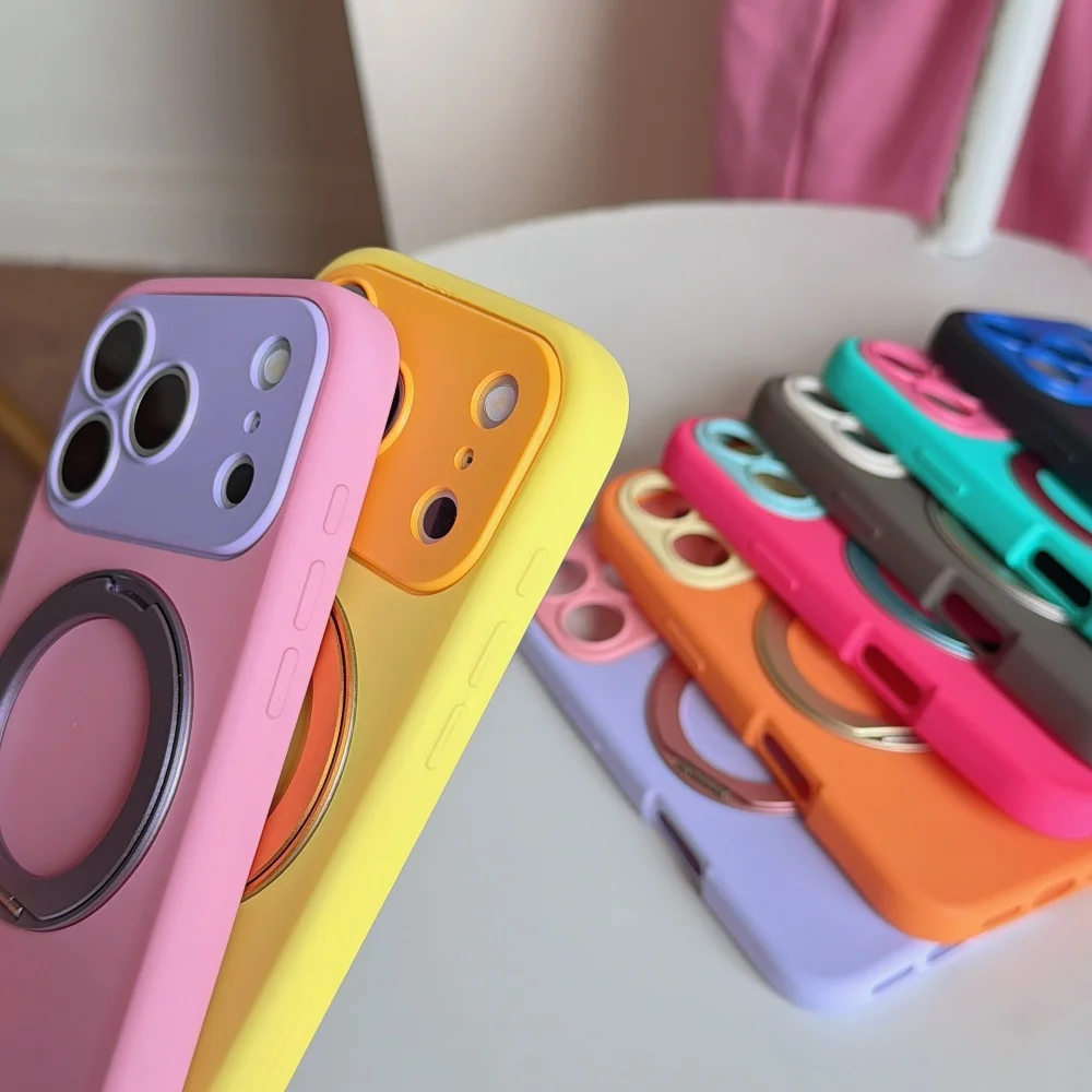 INS Magnetic 360° Rotating Bracket Phone Case For iPhone 17 16 15 Pro Max 17 16 Pro 15 Solid Color For Magsafe Holder Cover ﻿ - view 5