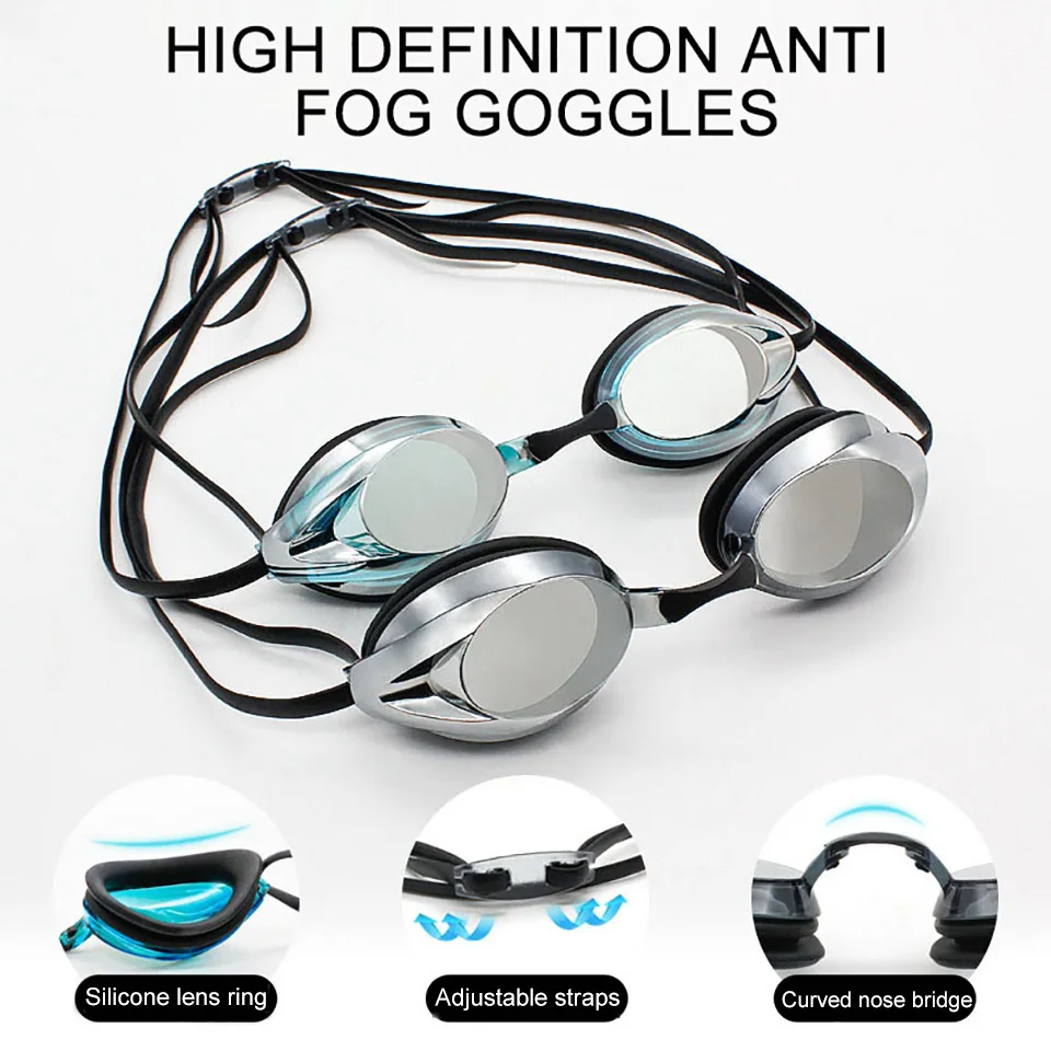 AOLIKES Professional Swimming Goggles Anti-Fog Waterproof UV Protection Silica Gel Diving Glasses Men Women Eyewear Swimming