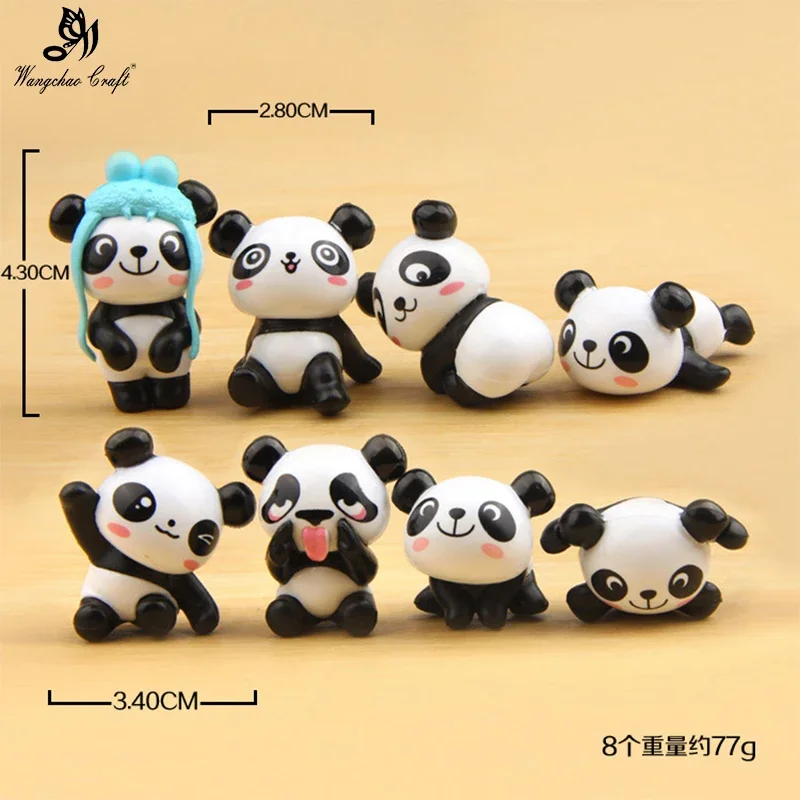 8pcs/lot Resin Panda Cake Topper Happy Birthday Party Supplies Home DIY Decoration Room Table Garden Decora Photo Props