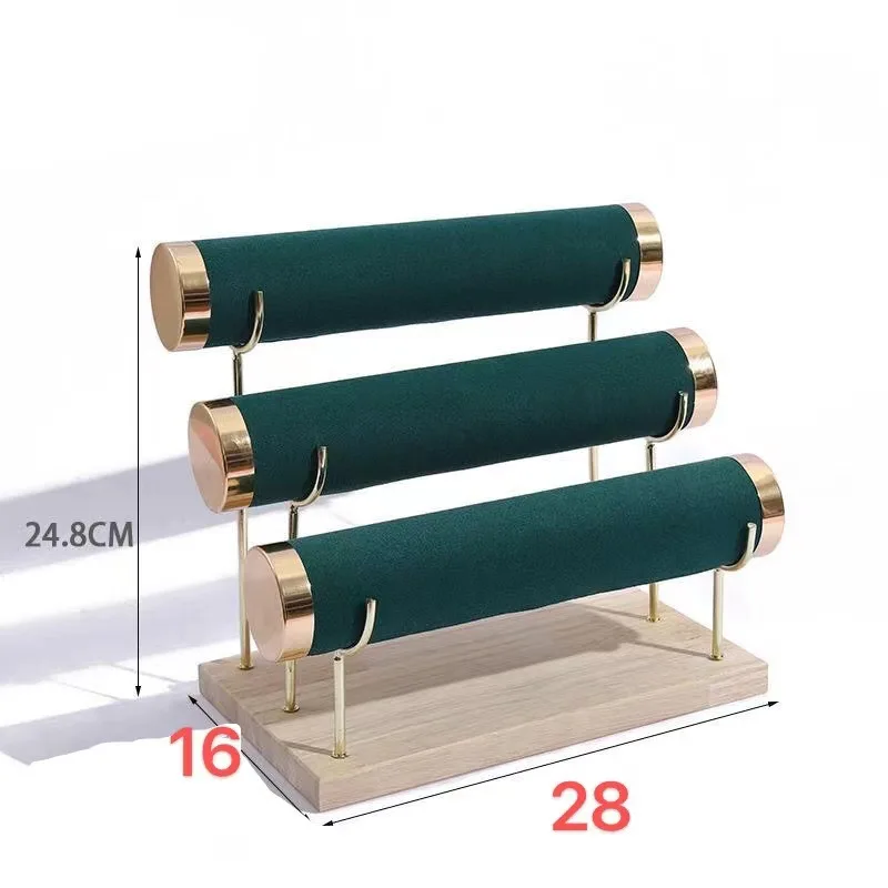 Bracelet Holder Jewelry Display Stand Velvet Watch Holder Exhibitor Jewelry Rack Solid Wood Premium Bangles Display Stand