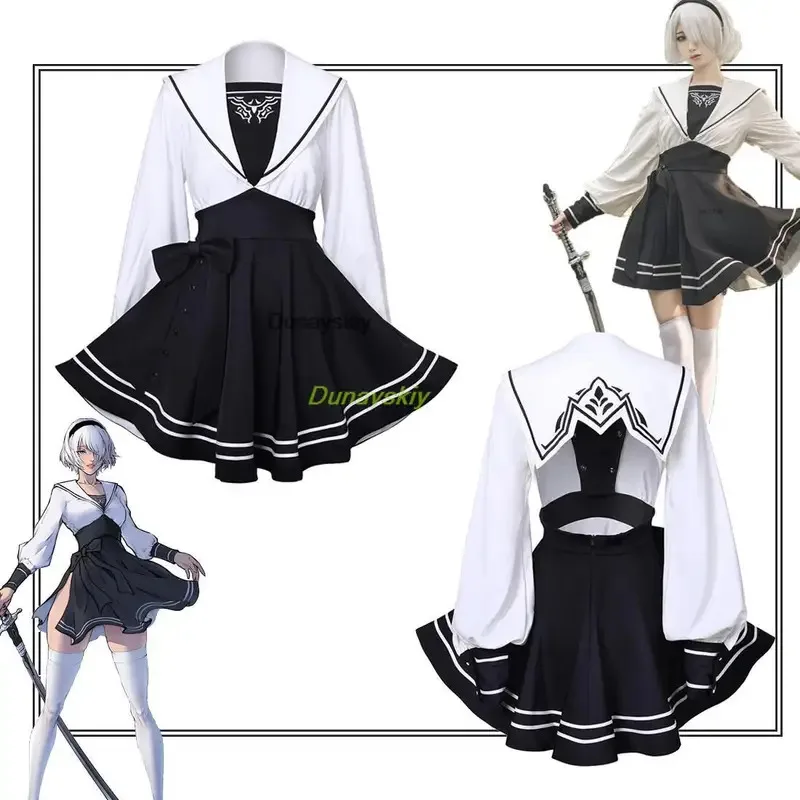 ss23Nier Automata Yorha 2B Cosplay Costume Sailor Sexy Outfit Games Suit Women RolePlay Girls Halloween Anime Party Fancy D