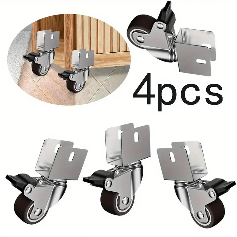 

4pcs Universal Roller Mute Rubber Pulley Shelf Furniture Cabinet Casters Drawer Pulley Furniture Hardware Accessories