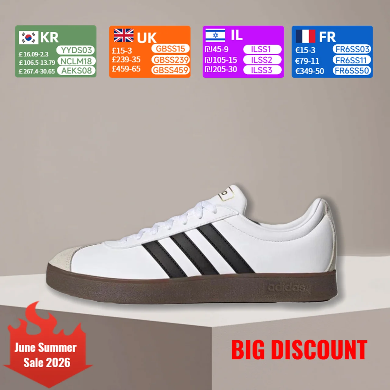 adidas Neo Vl Court Couple's Edition Casual Classic Versatile Slip-Resistant Durable Low-Top Skate Shoes ID6015