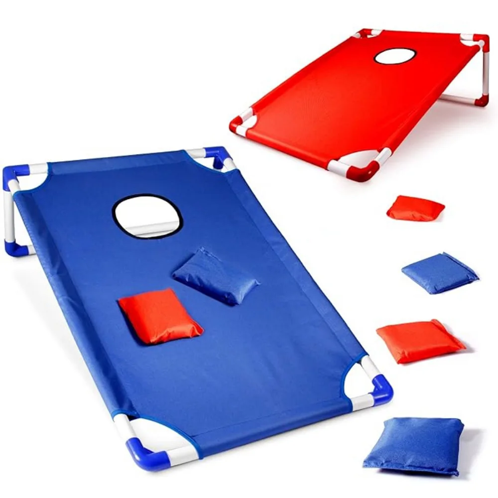 Portable Cornhole Set with 1 Cornhole Game Board and 6 Bean Bags for Yard Toss Game