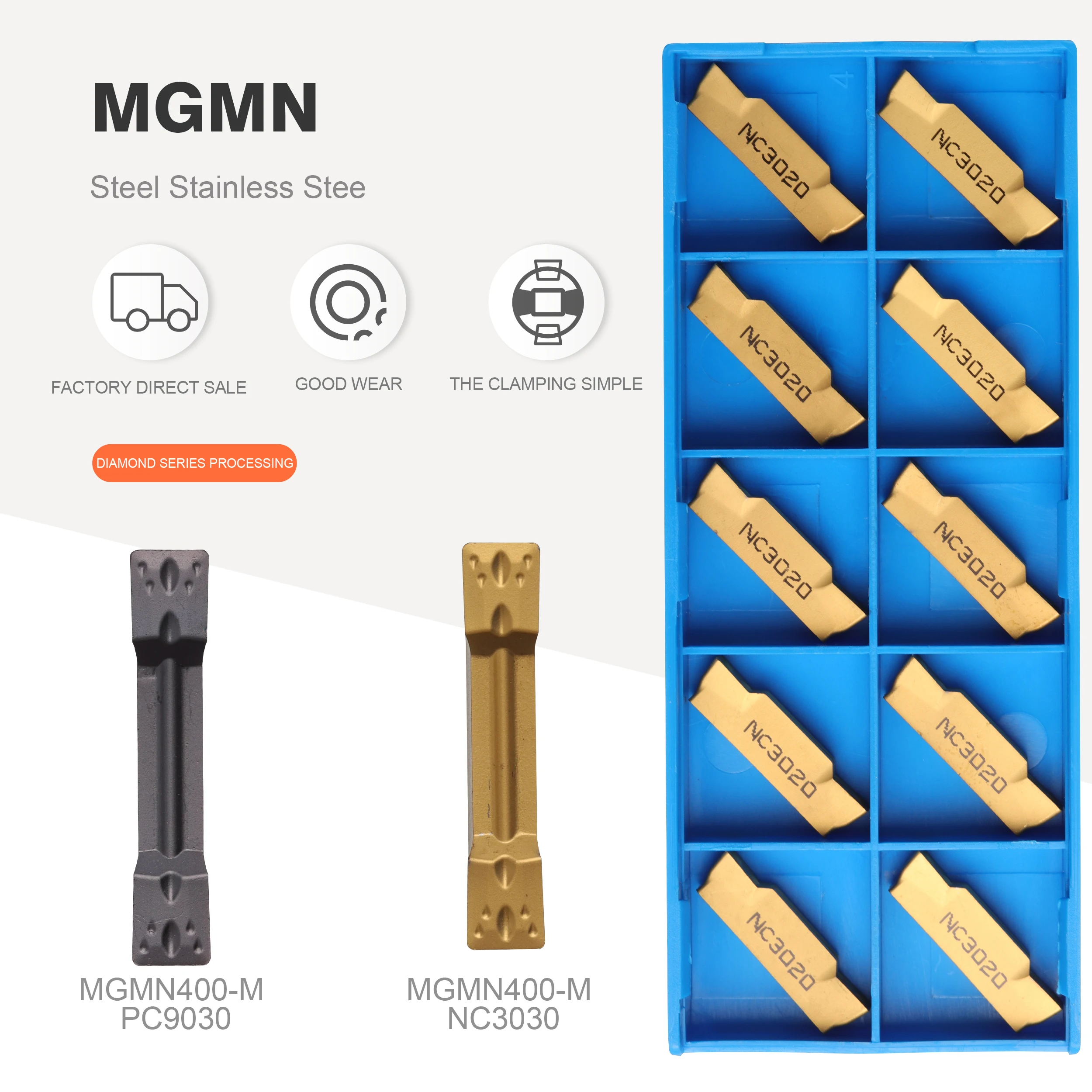 

MGMN150 MGMN300 MGMN200 MGMN400 NC3020 NC3030 PC9030 Slotting and slotting carbide metal turning lathe tools