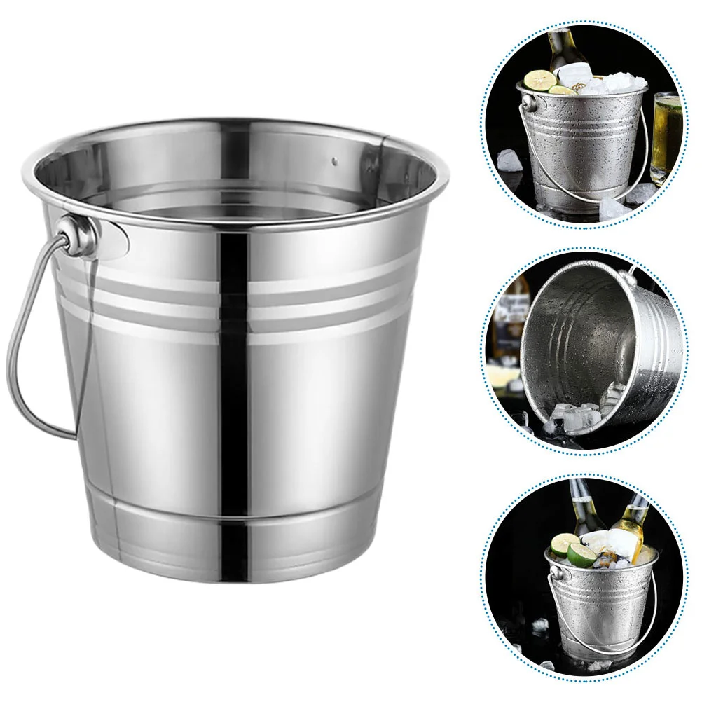 Portable Ice Bucket Reusable Large Multifunction Bar Container Stainless Steel KTV Accessory