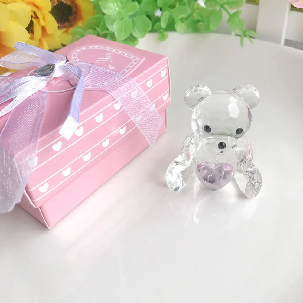 

Crystal Bear Cartoon Decor Accessory Desktop Gift Ornament Animal Adornment Mini Christmas Ornaments