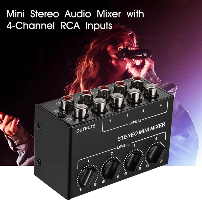 BNVN-CX400 Mini Stereo 4-Channel Passive Audio Mixer Microphone Multi-Function 1 In 4 Out Splitter For Studio Compatible