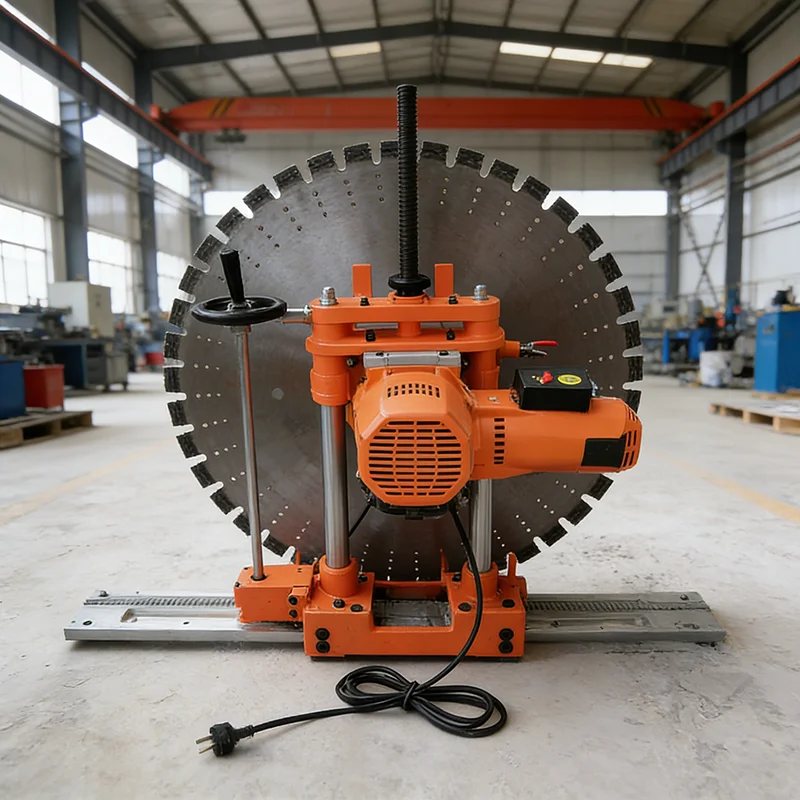 Track Mounted Wall Saw with Diamond Blade for Precision Cutting in Underground Bunker Dismantling