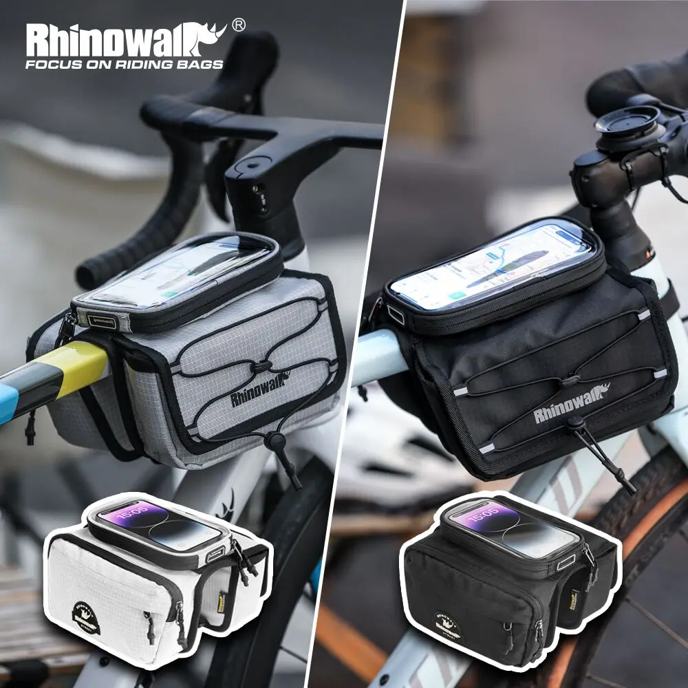 

Велосипедная верхняя сумка Rhinowalk, водонепроницаемая велосипедная сумка для телефона, чехол-держатель, 7-дюймовая сумка для хранения велосипедной балки с сенсорным экраном