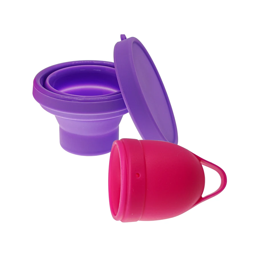 Menstrual Cup Foldable Cup Sterilization Kit Spill-proofDesign Silicone Menstrual Period Cup Feminine Hygiene Products for Women