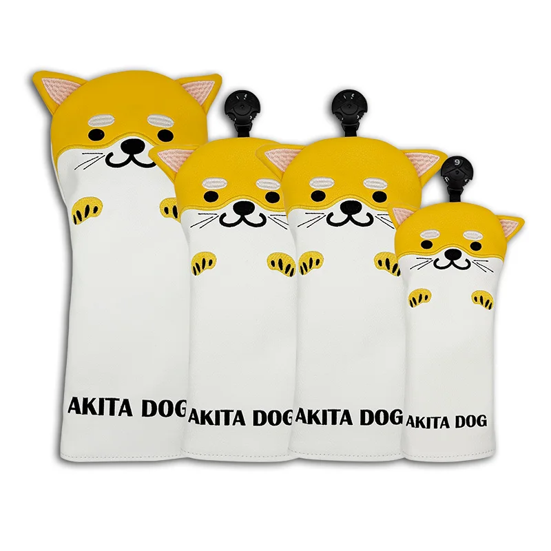 Juego de fundas para palos de golf con diseño de perro de dibujos animados, para driver, fairway wood, híbrido, accesorios de golf con diseño encantador