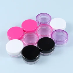 10Pcs 3g Colorful Plastic Empty Boxes Round Small Container Bottle Cosmetic Travel Pot Jars Rhinestones Gems Jewelry Storage Box