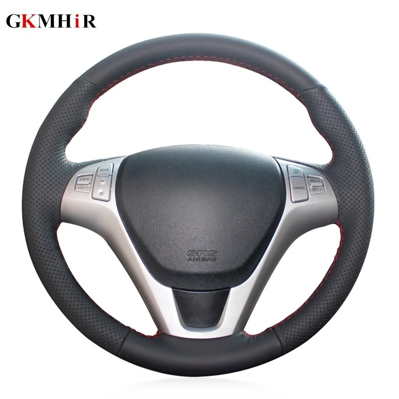 Black Artificial Leather Hand Sew Anti-slip Hand-stitched Car Steering Wheel Cover for Hyundai Rohens Coupe 2009 Rohens Coupe