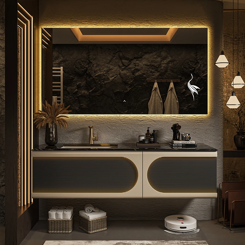 

Led Long Old Bathroom Cabinet Mirror Vintage Set Luxury Floating Bathroom Cabinet Storage Vanity Mobile Da Bagno Furniture