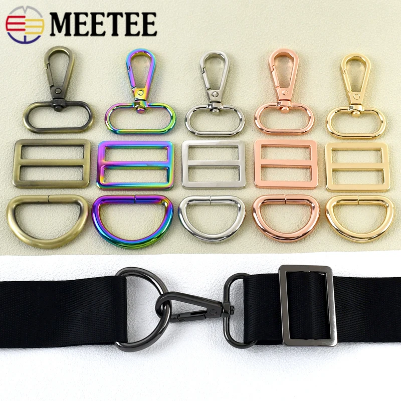 

2/3Set Metal Swivel Buckles for Bag Straps Handbag Clasp Pet Collar D Ring Tri-glide Adjuster Buckle DIY Bags Sewing Accessories
