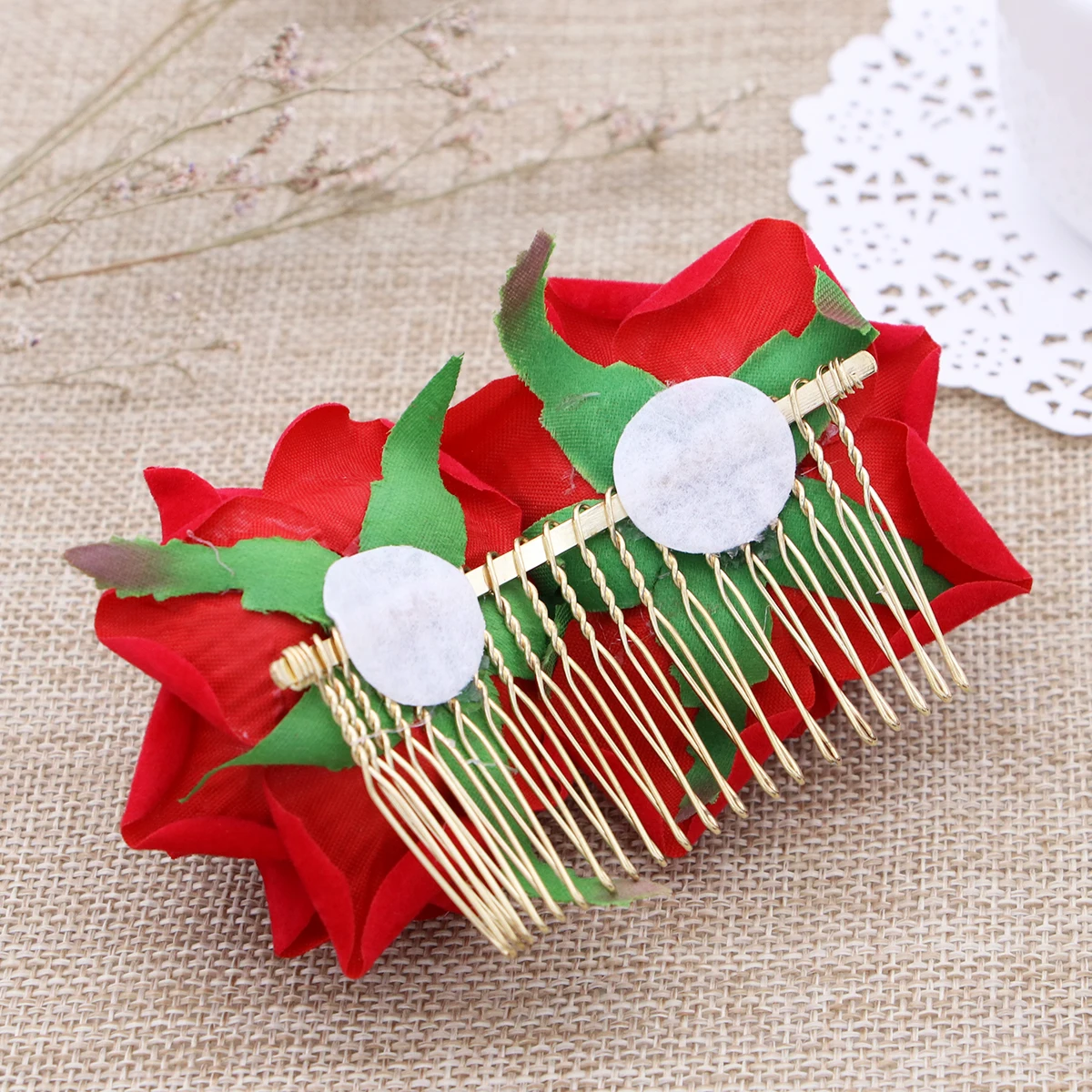 

Floral Hair Accessories Rose Comb Red Elegant Bridal Headpiece Wedding Party Rose Flower Design Floral Hair Accessories