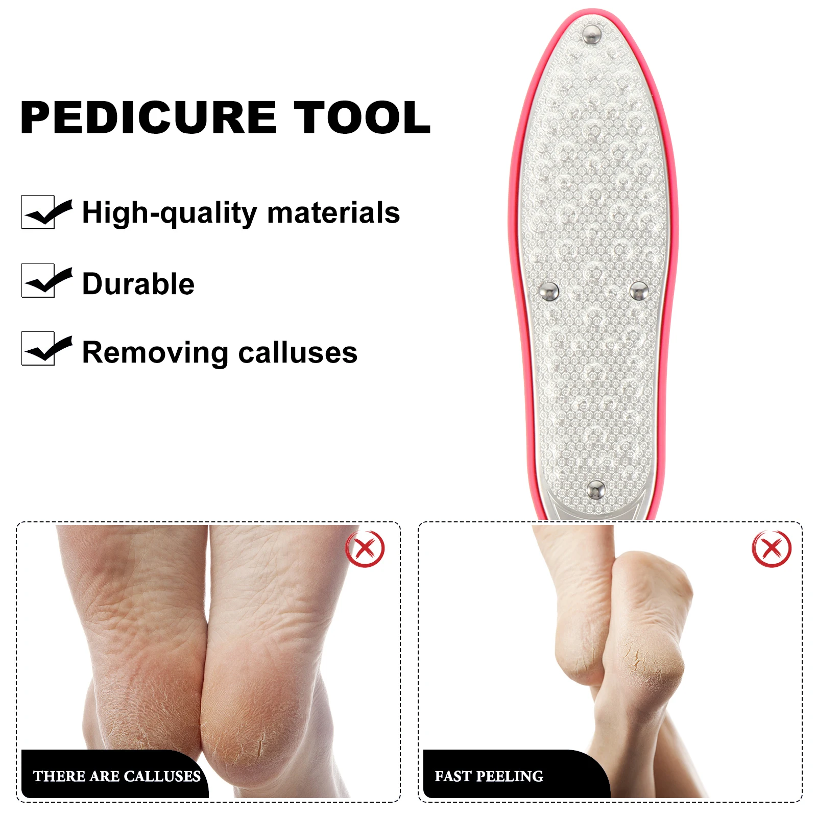 Stainless Steel Foot File Callus Remover Pedicure Tool Hard Skin Scrubber Foot Rasp with Blades Polishing Nail Care Set Durable