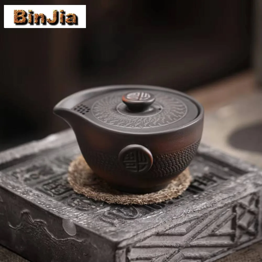 

150 мл фиолетовая керамика Qingxi, ручной чайник, винтажный чайник для заварки чая, чайник с ситечком, коллекция чайной церемонии