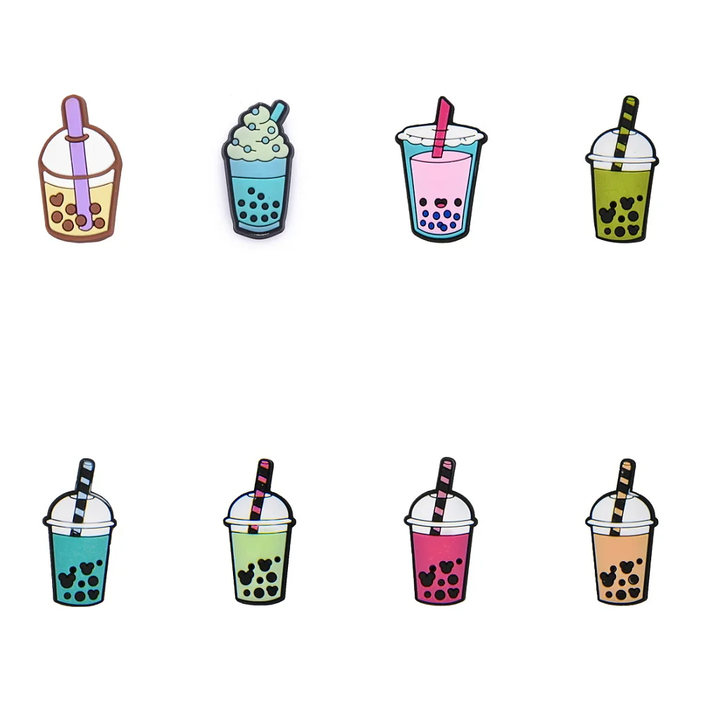 Hot Sale Drinking Water Shoe Decoration Charms Bubble Tea Shoe Charms Ice Cream  Bracelet Accessories For Birthday Presents