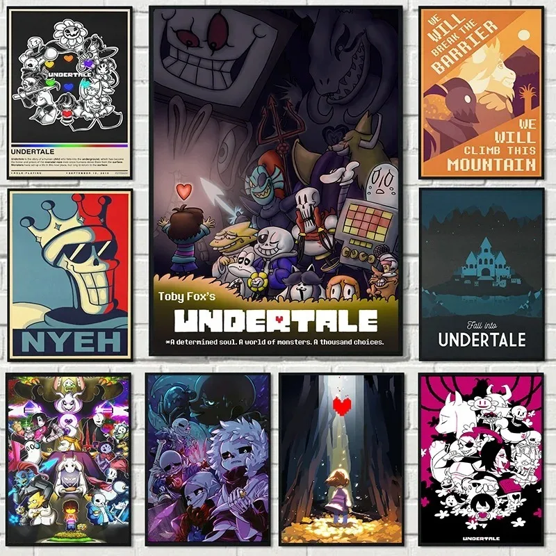 Hot Video Game Undertale Poster Anime Cartoon Characters Poster Canvas Painting Wall Art Pictures Kids Room Home Decor