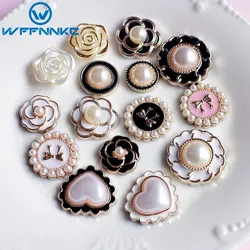 WFFNNKC 10Pcs Fashion Pearl Camellia Flower Rose Flat Back Resin Earrings Jewelry Making Supplies DIY Handmade Crafts Decoration