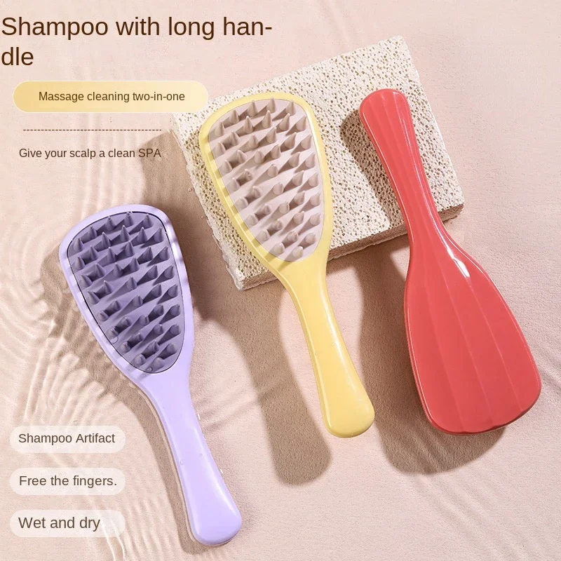 Extended Handle Soft Silicone Shampoo Scalp Hair Massager Hair Washing Comb Shower Brush Bath Spa Massage Brush Detangling Tool